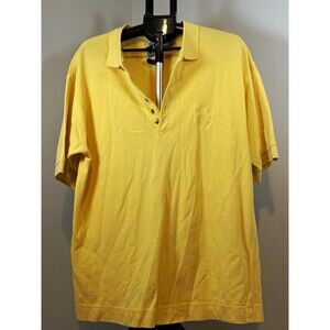 Vintage Bugle Boy Co. Polo Men's L Yellow Solid Short Sleeve Collared Knit Logo
